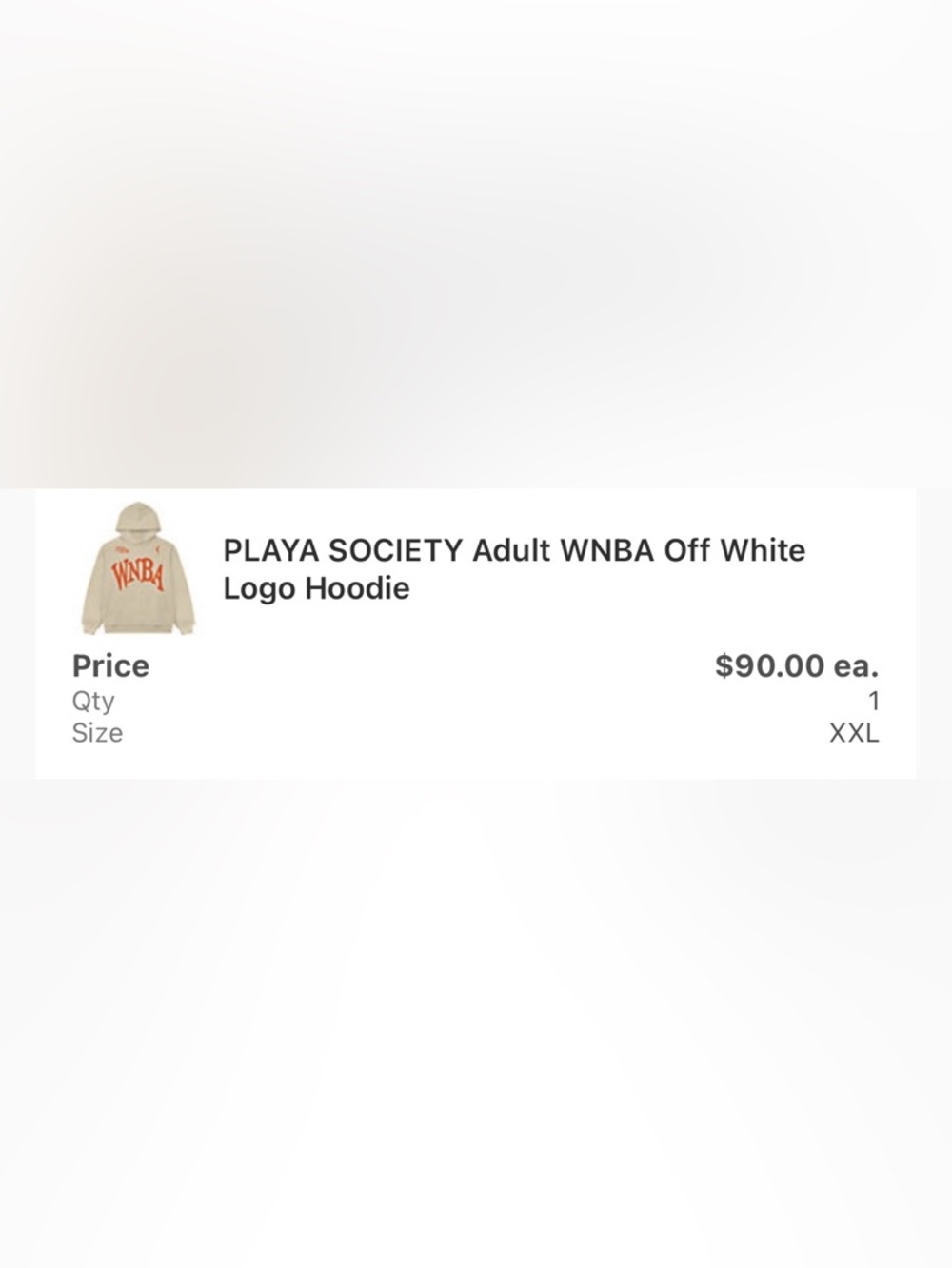 PLAYA SOCIETY Adult WNBA Off White
Logo Hoodie